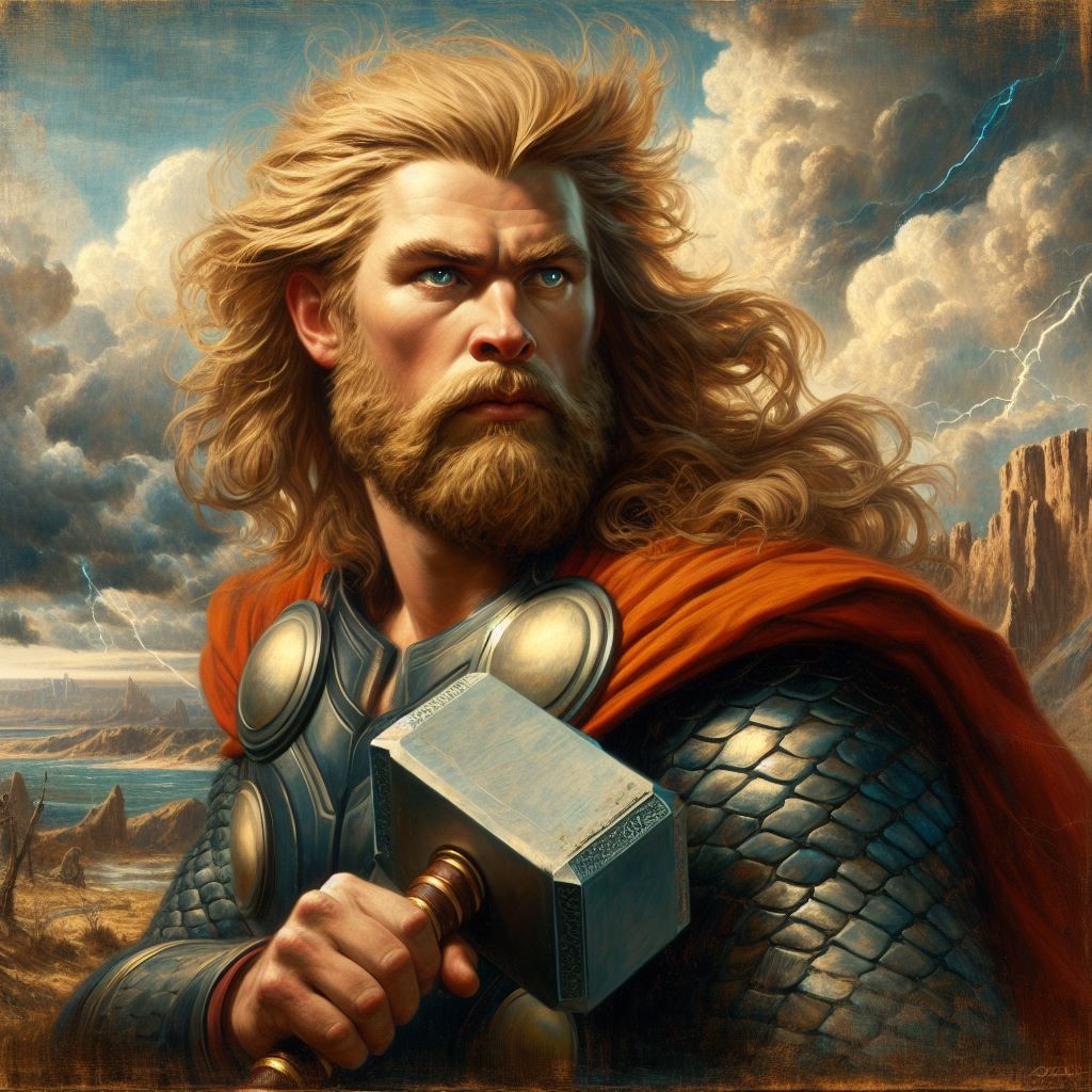 Chris Hemsworth as Thor as painted by Gustave Courbet