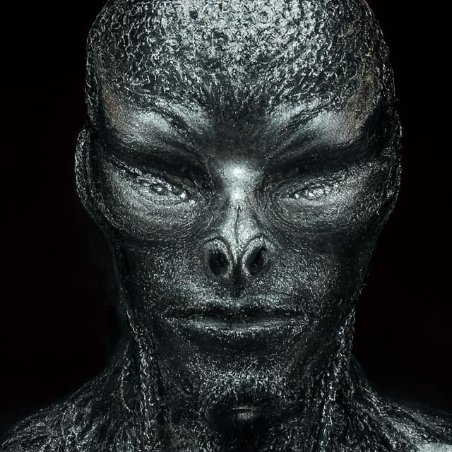 A symmetrical portrait of the creator of the human race, ali...