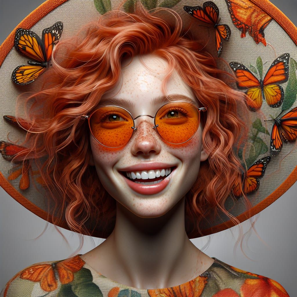 Girl with Butterfly Hat in Renaissance Style