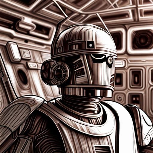star wars style futuristic droid with humanoid pencil strokes - AI ...