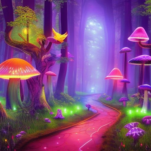 Colorful Mystical Forest - AI Generated Artwork - NightCafe Creator