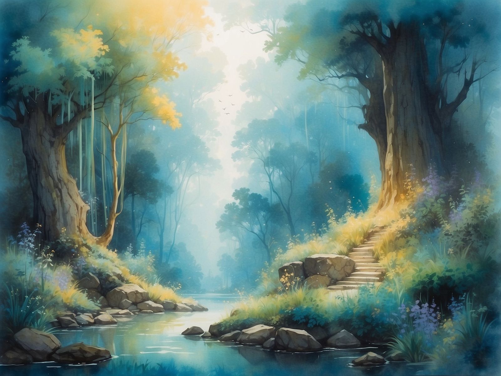 Within a watercolour painting