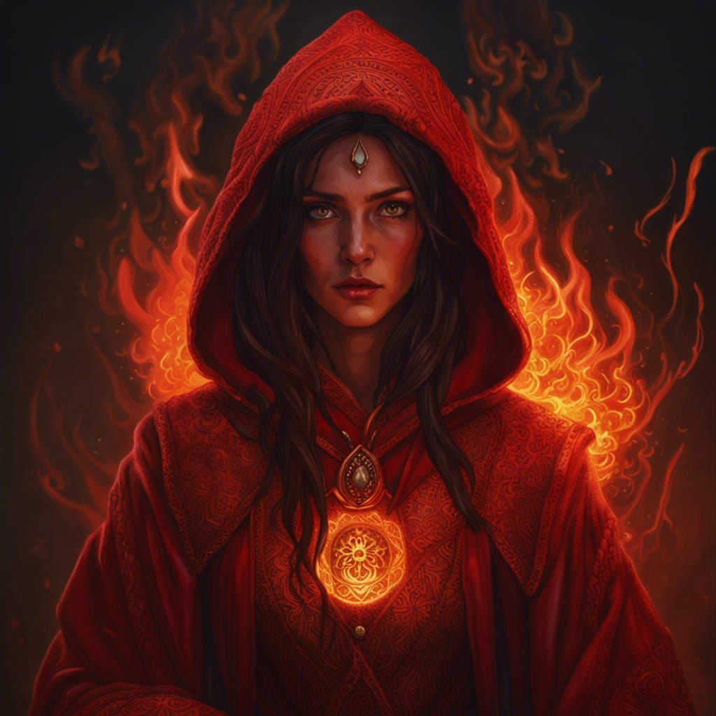 Fire Mage, female - AI Generated Artwork - NightCafe Creator