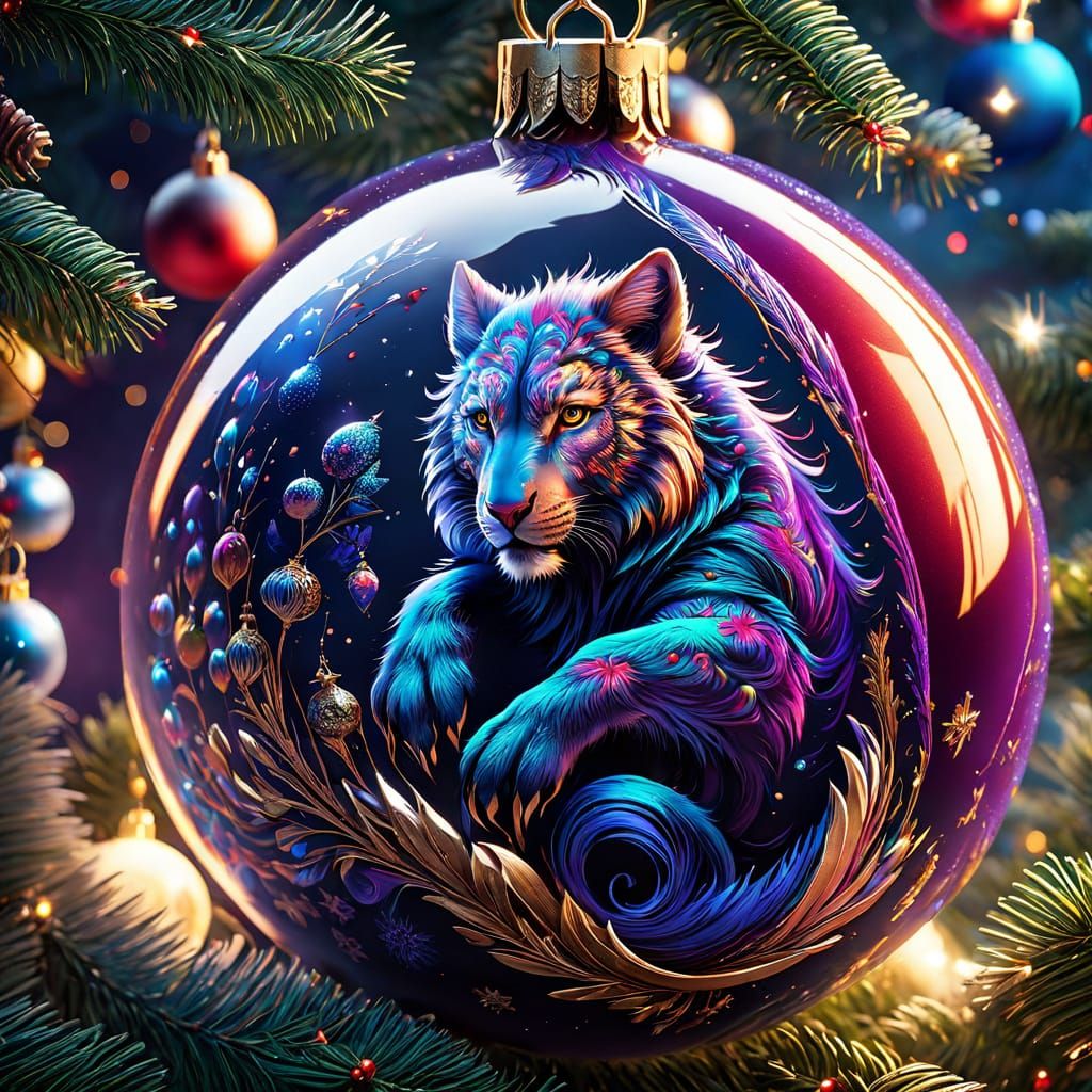 The fantasy tiger christmas ball