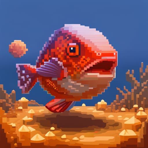 Red-bellied piranha (pixel art) - AI Generated Artwork - NightCafe Creator