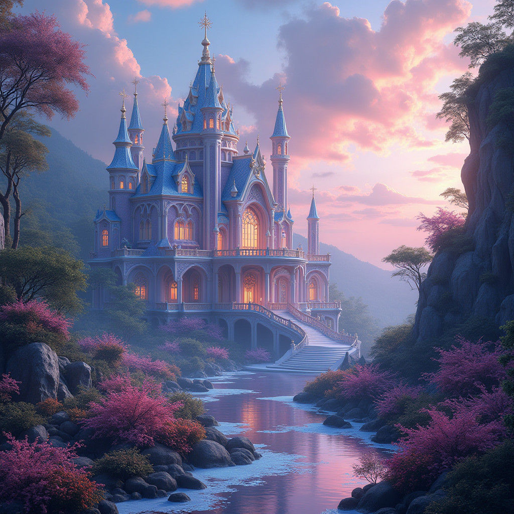 Enchanting Dance Palace in Dreamlike Landscape