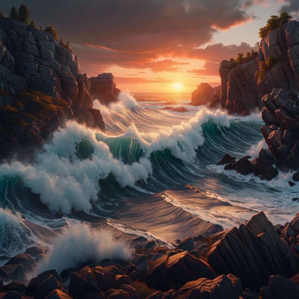 Crashing waves at a dramatic rocky shoreline  by @Marinaoceana