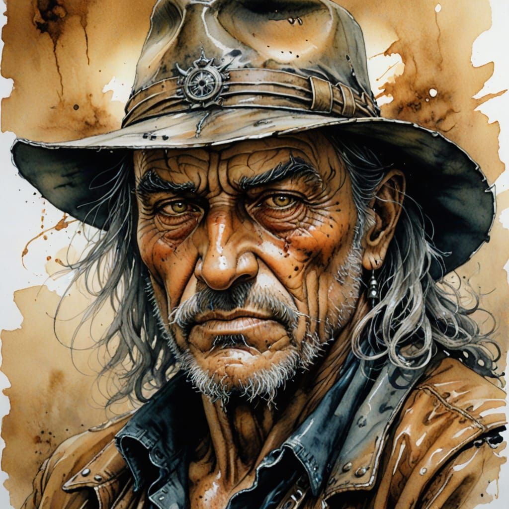 Portrait of an old cowboy  by @Sjieny