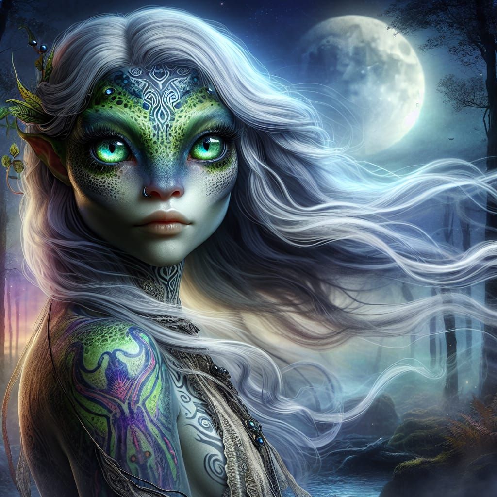 Ethereal frog-human hybrid, piercing green eyes - AI Generated Artwork ...