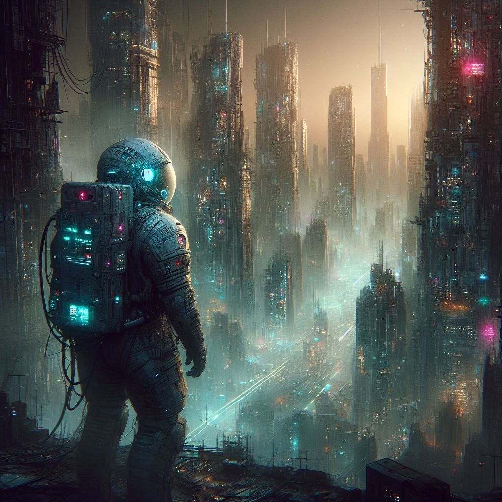 Dystopian Wanderer: Solitude in decay  by @Artless