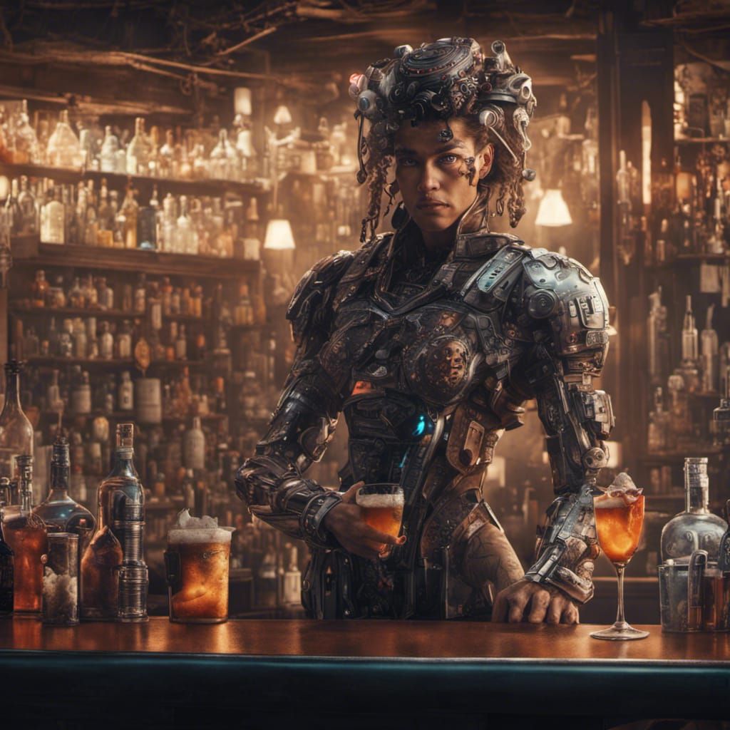 Cyborg Bartender Ai Generated Artwork Nightcafe Creator