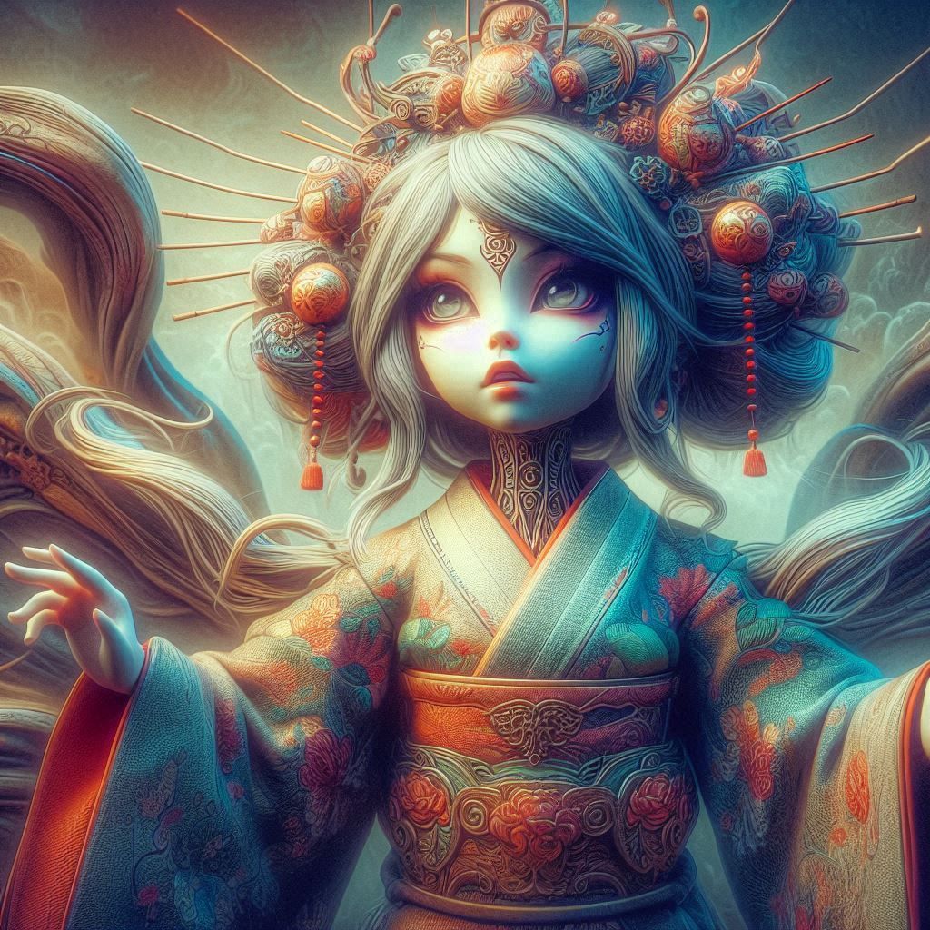 double exposure beautiful fantasy DALL-E 3 portrait landscape..