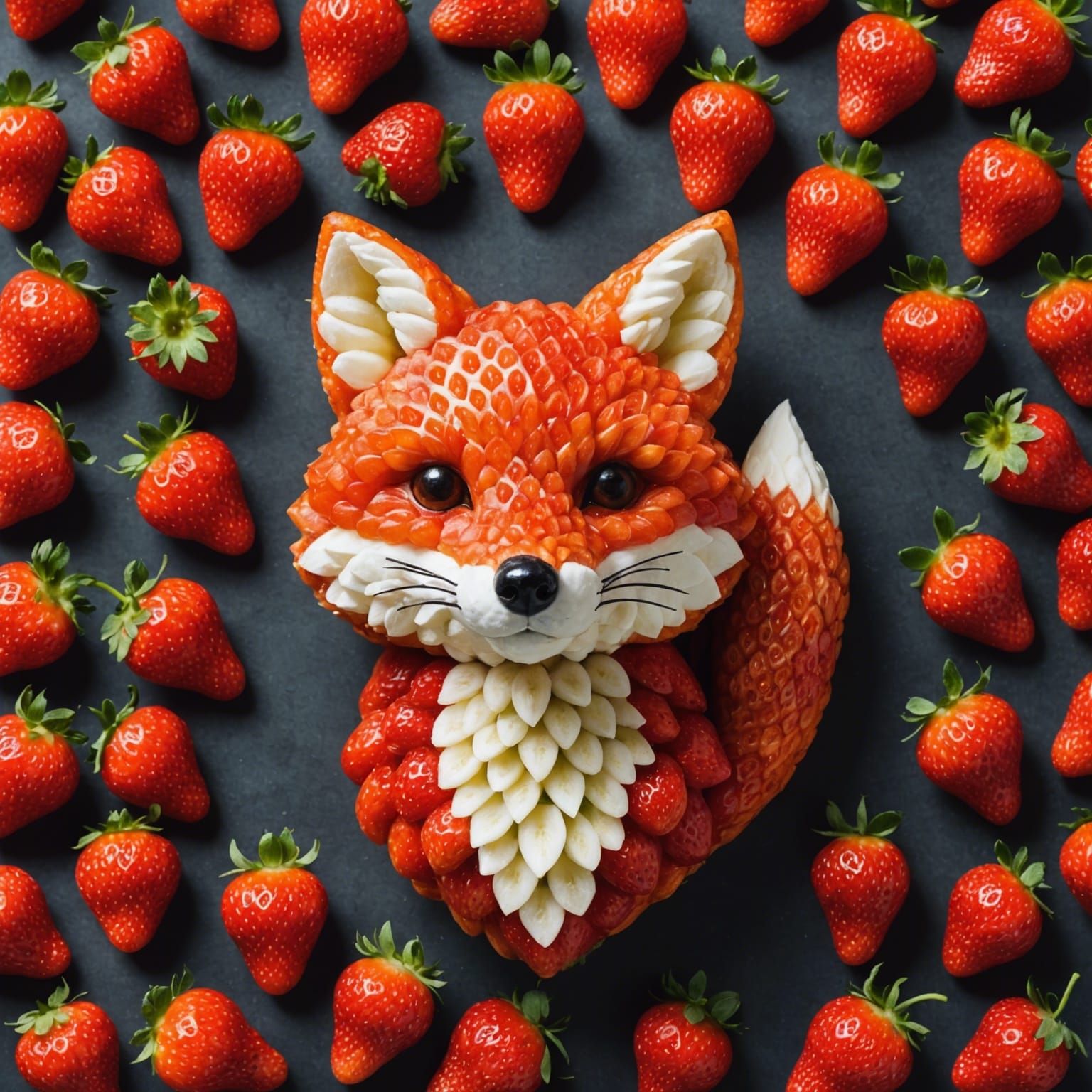 A fox made out of strawberries  by @viisipuu