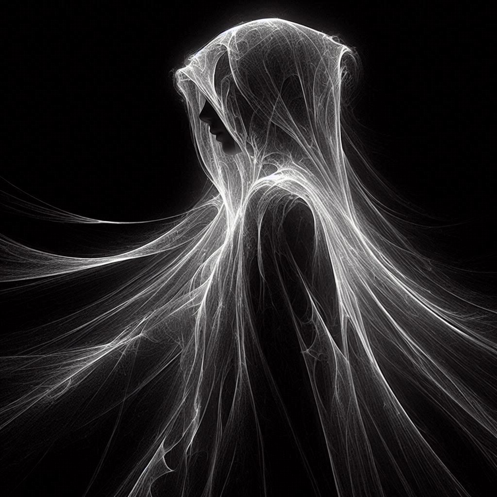 Monochromatic Figure In Flowing, Hooded Robe, Ethe