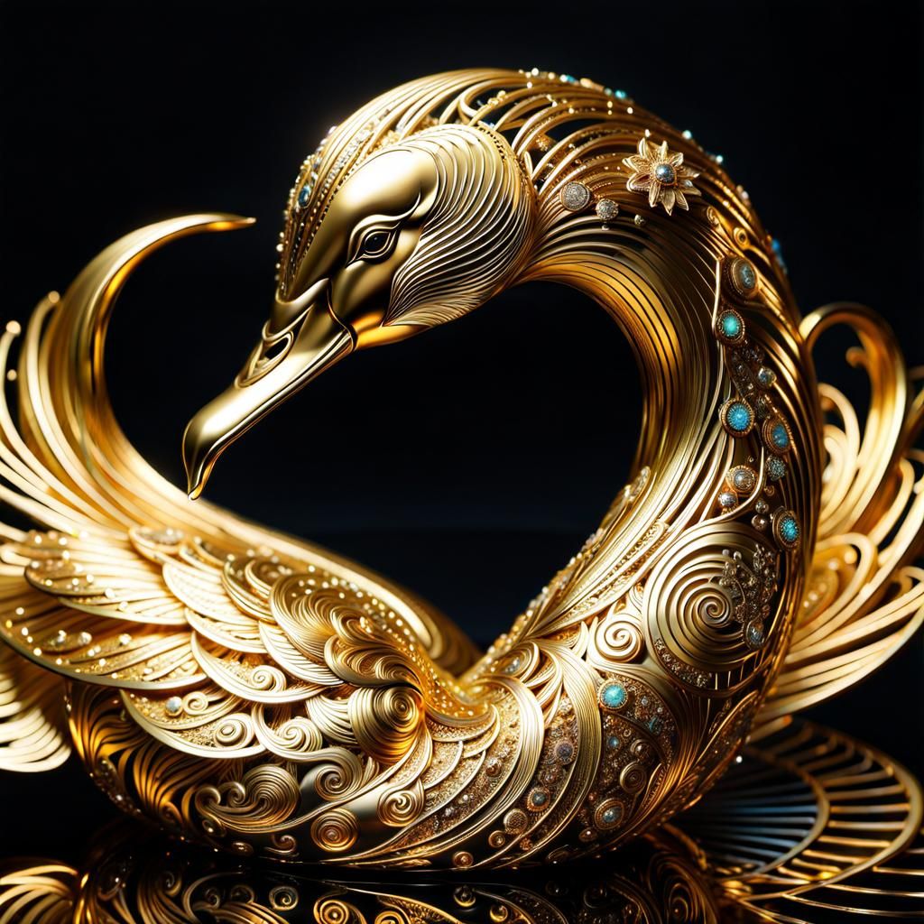 Golden Swan Ai Generated Artwork Nightcafe Creator