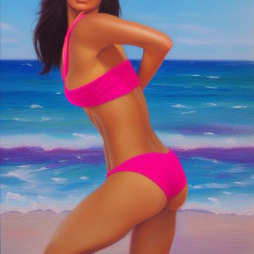 lower back, chiqui delgado, hot pink, bikini