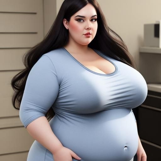 Extremely Overweight Woman in Bursting Clothes