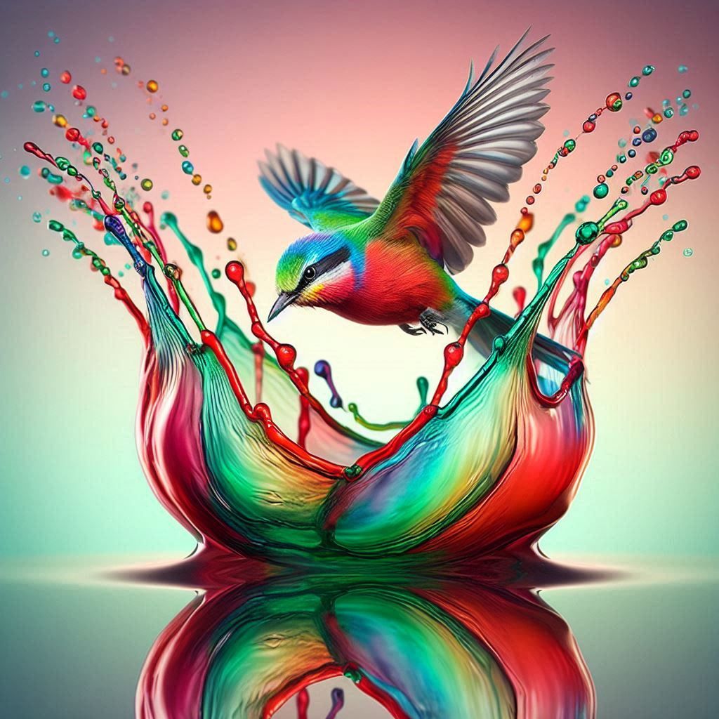 Diving into a multi-colored water droplet  by @Maria