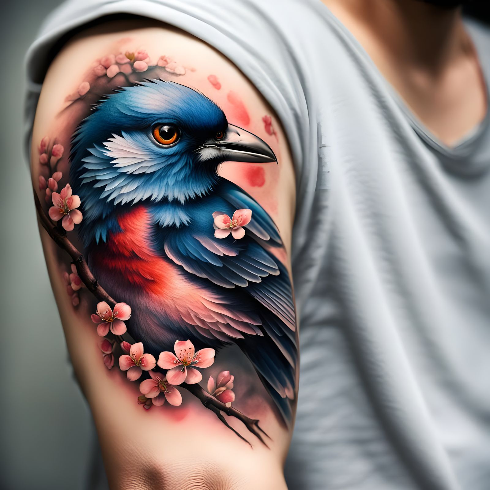 Japanese Tattoo Art: Beautiful Bird with Intricate Details