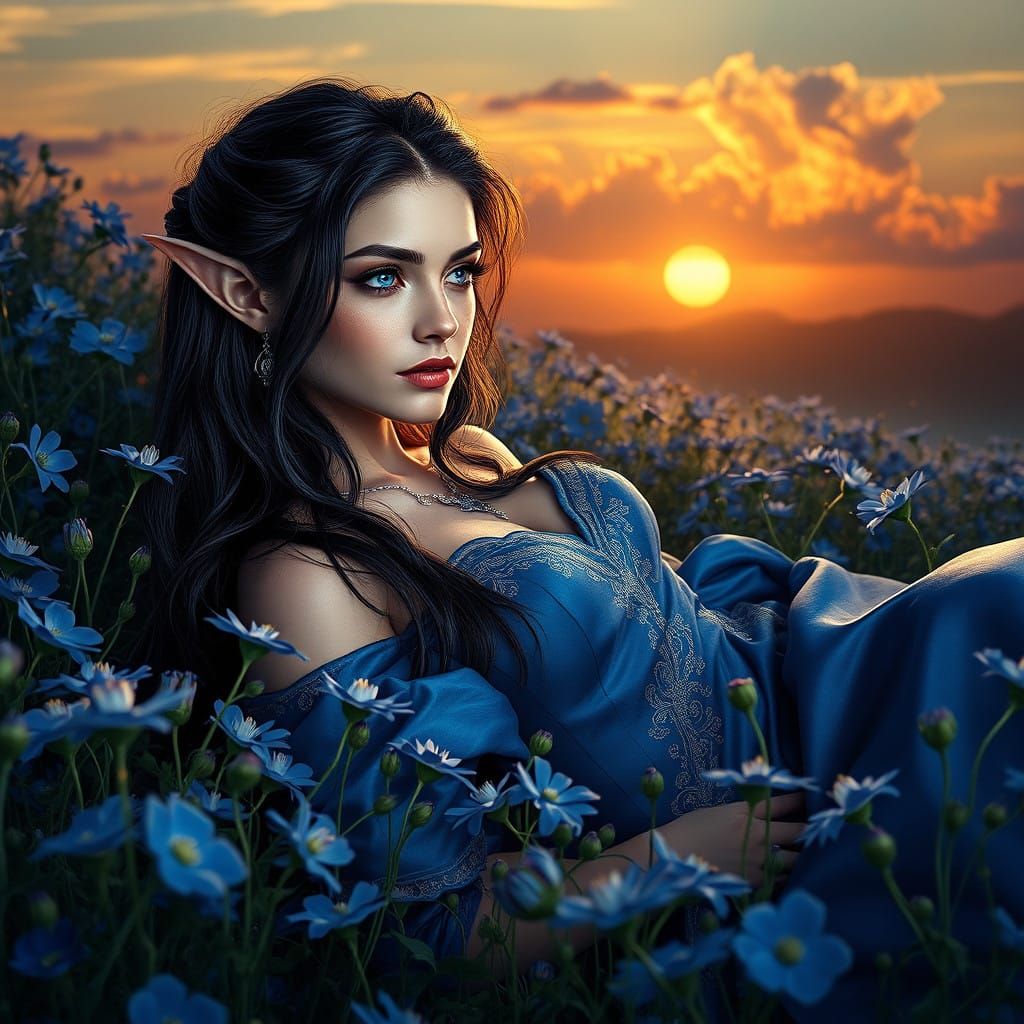 Cornflowers and Sunset   by @Sileas
