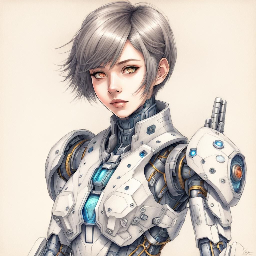 A scifi anime girl pencil sketch...