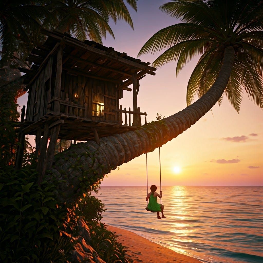island tree house beach swing   by @David Myers