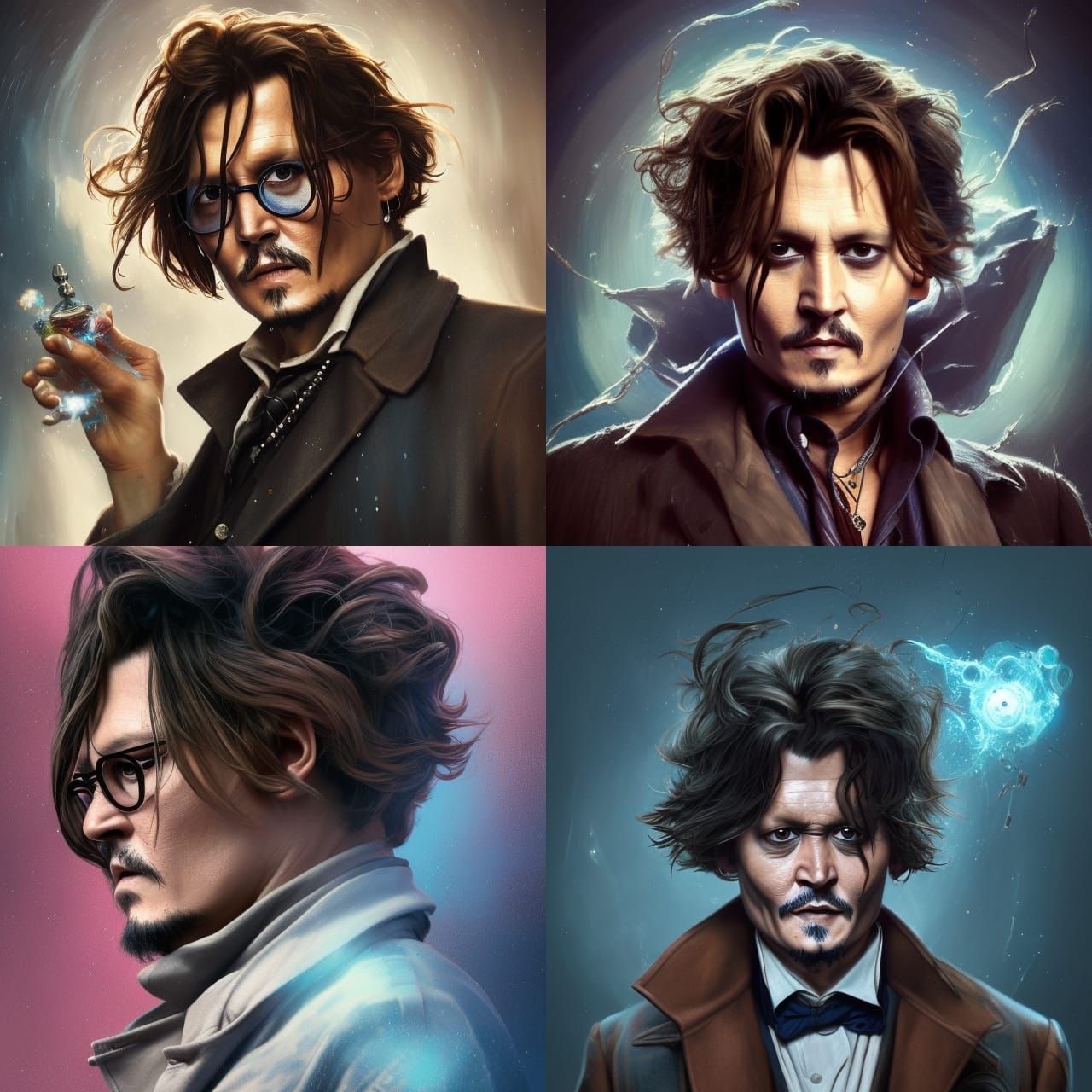 Johnny Depp as Doctor Who head and shoulders portrait, 8k resolution