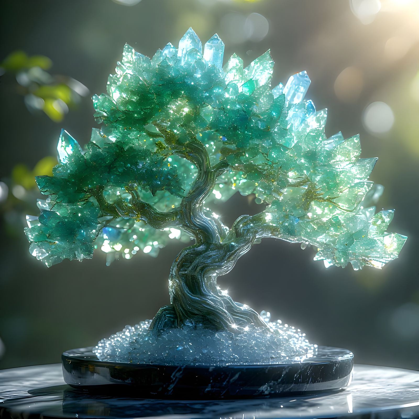 「輝く翡翠の盆栽」Sparkling Emerald Bonsai