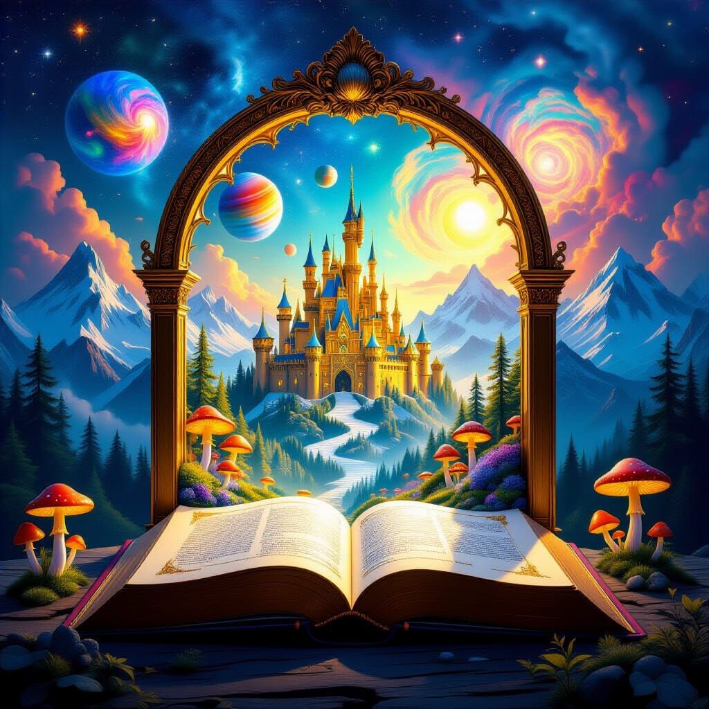 Magical Book Reveals Cosmic Universe in Oil Painting Style