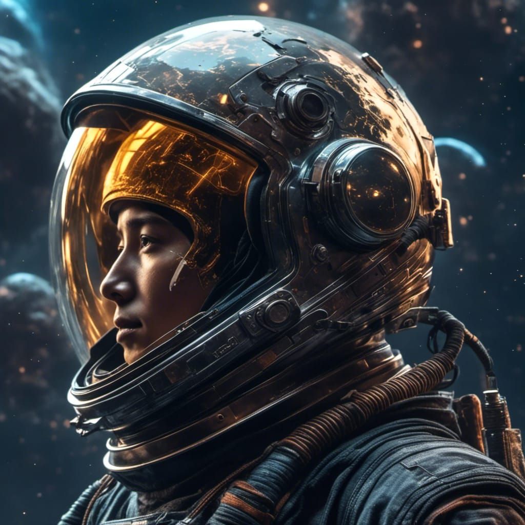 <lora:GlitchcoreSilhouette:1.0> A hyper realistic astronaut in space, shiny helmet, reflections, high definition, 16k, sharp focus, realism