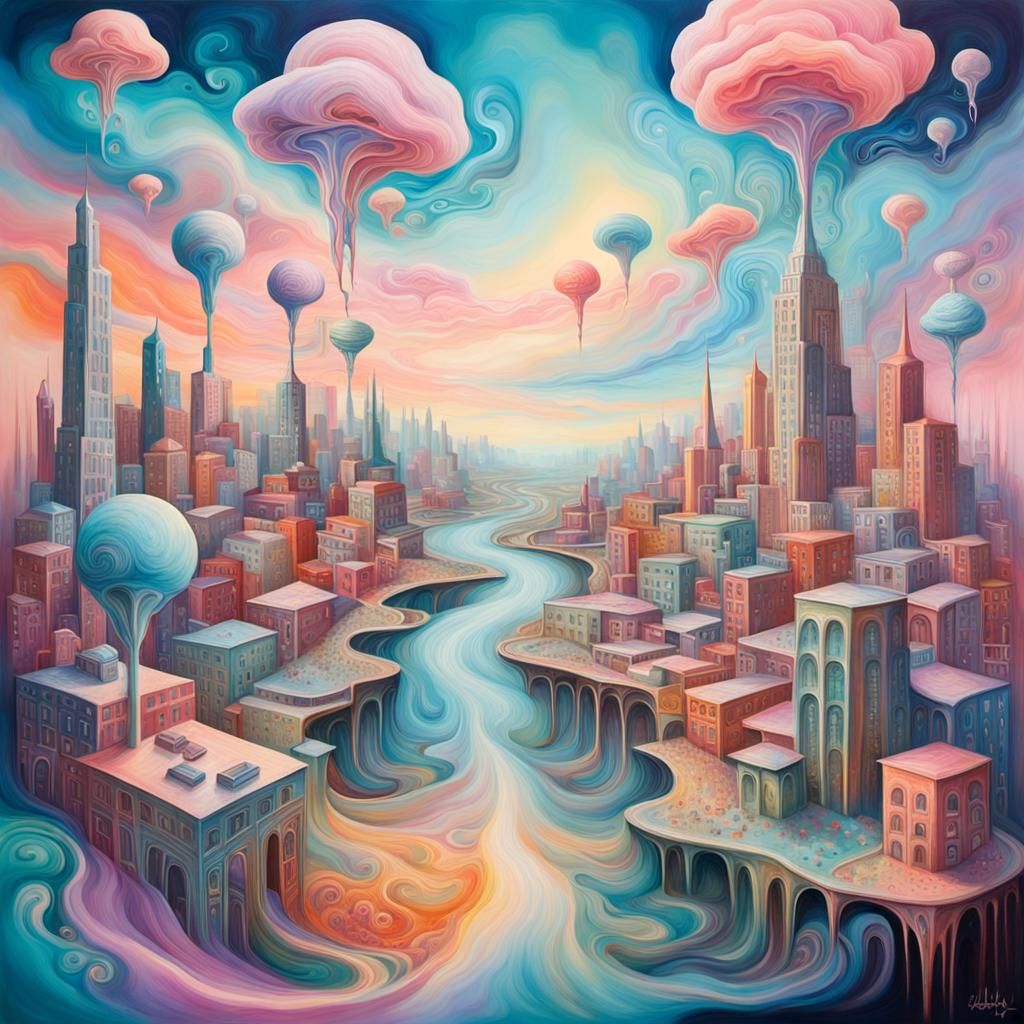 Double exposure. Side profile portrait of a beautiful woman. a colorful alien planet with huge moons reflected in the water in the valley, e...