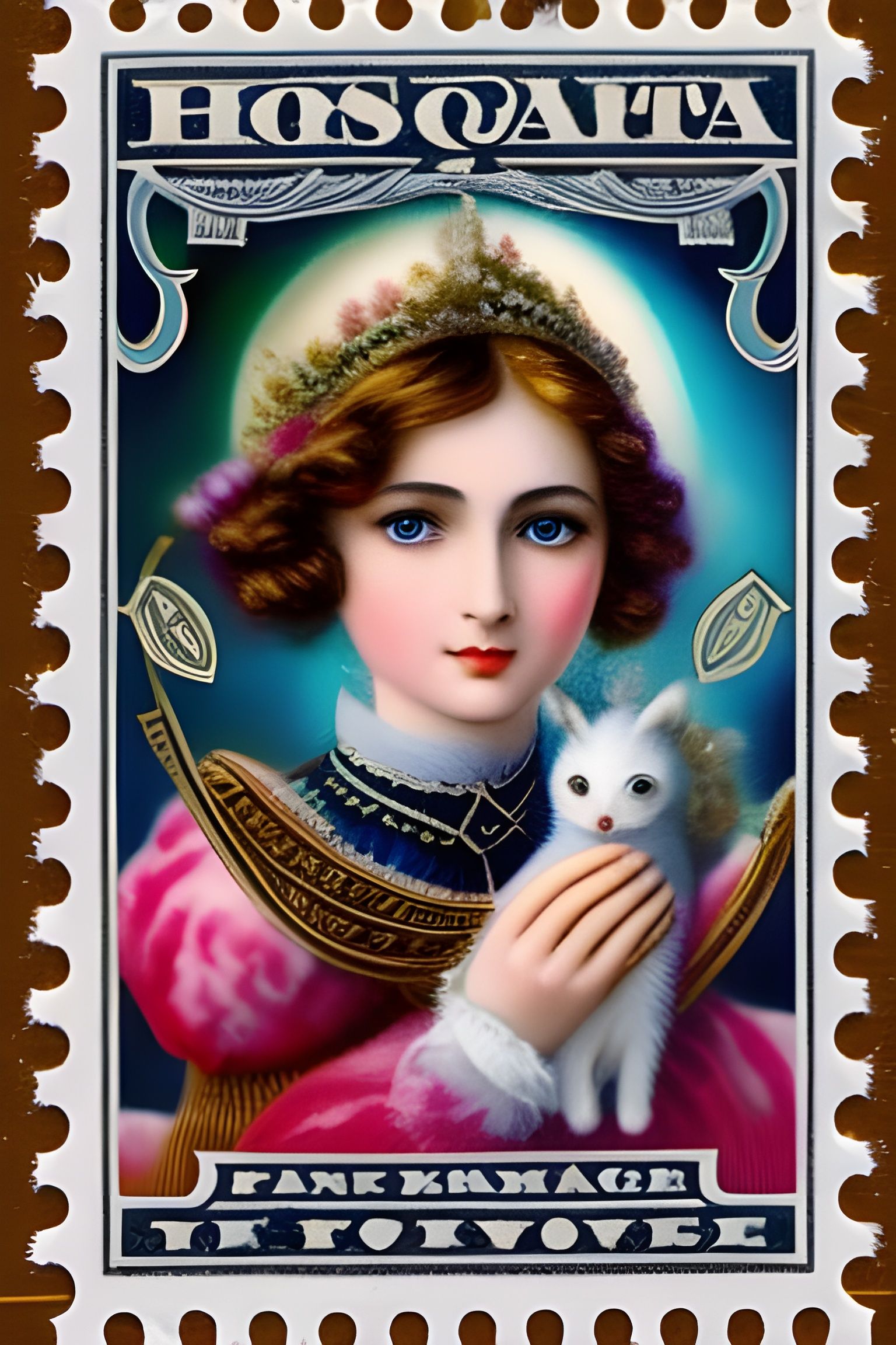 A princess and national animal on the stamp