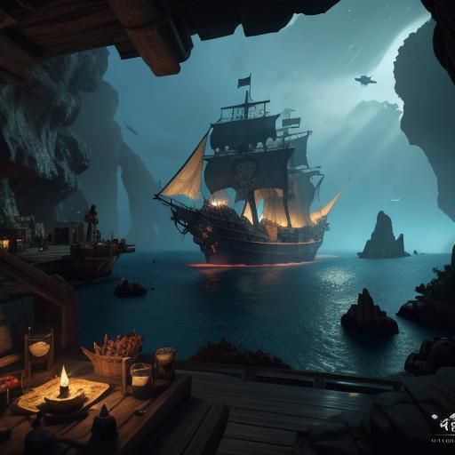 cave shipment, undercave coral ship, Pirates,Tortuga tavern,...