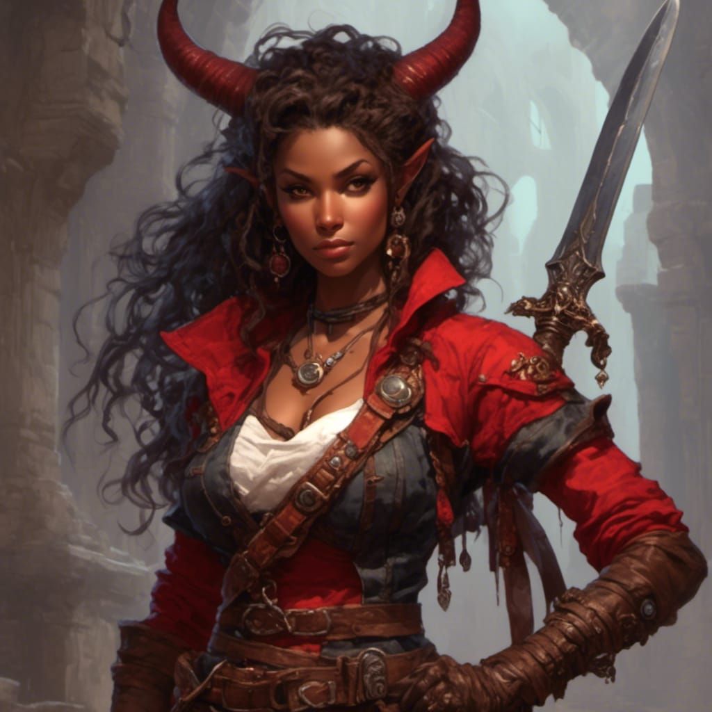Red Knieves Tiefling - LapiDoodle version