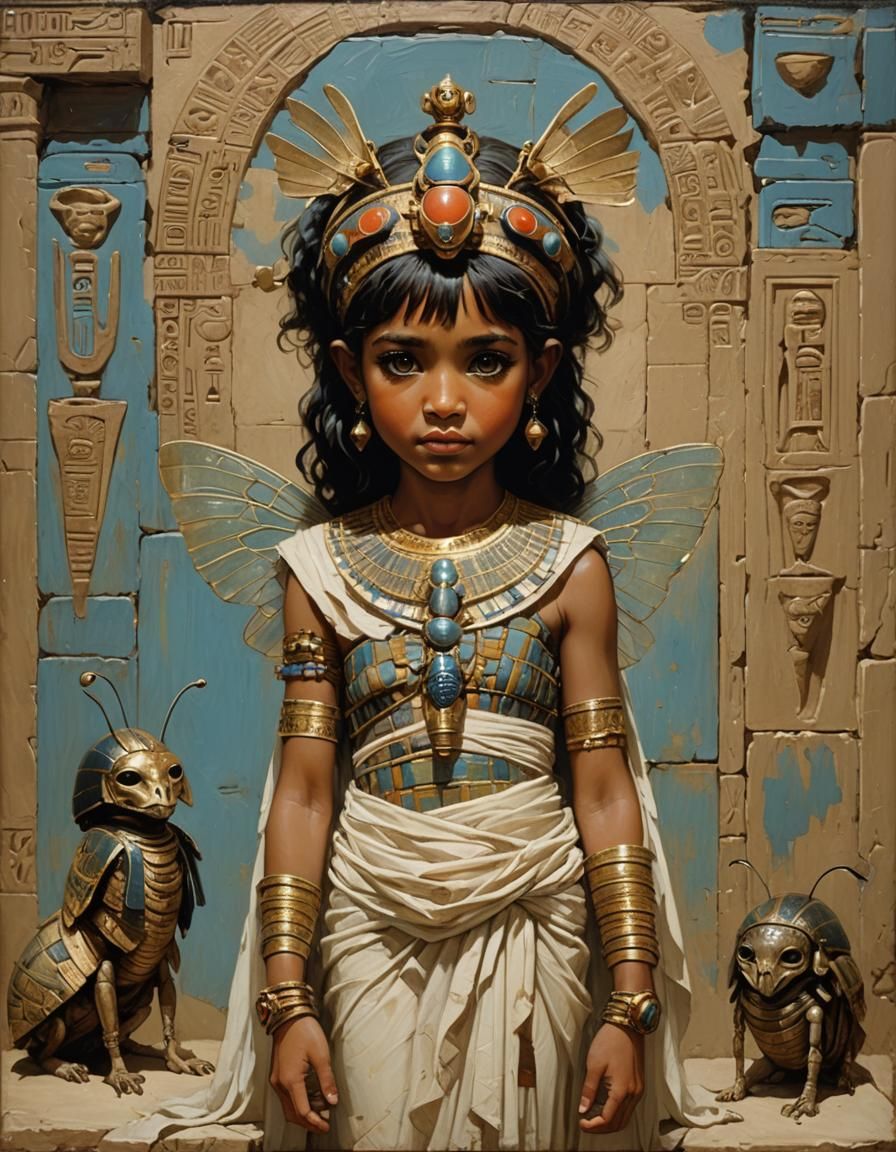 cute ancient egyptian fairy with dress wrapped like a mummy with ...