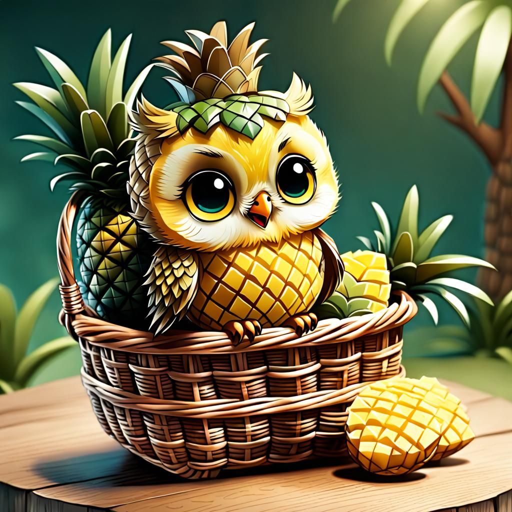 Chibi Pineapple Owl  by @Chickadee