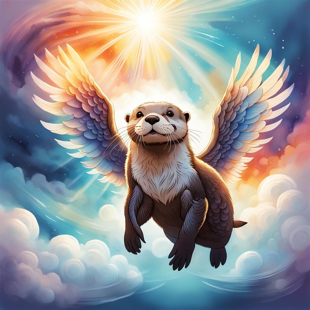 Winged Otter Concept Art in Digital Painting Style
