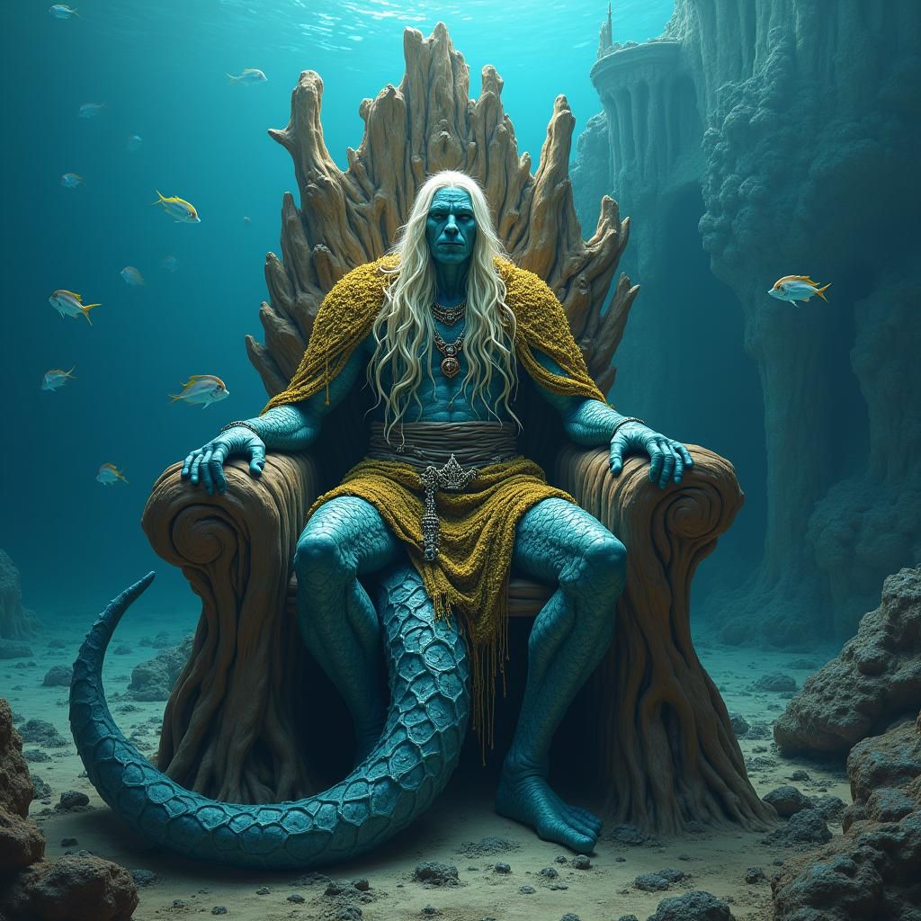 a king half sea monster half human AI Generated Artwork NightCafe