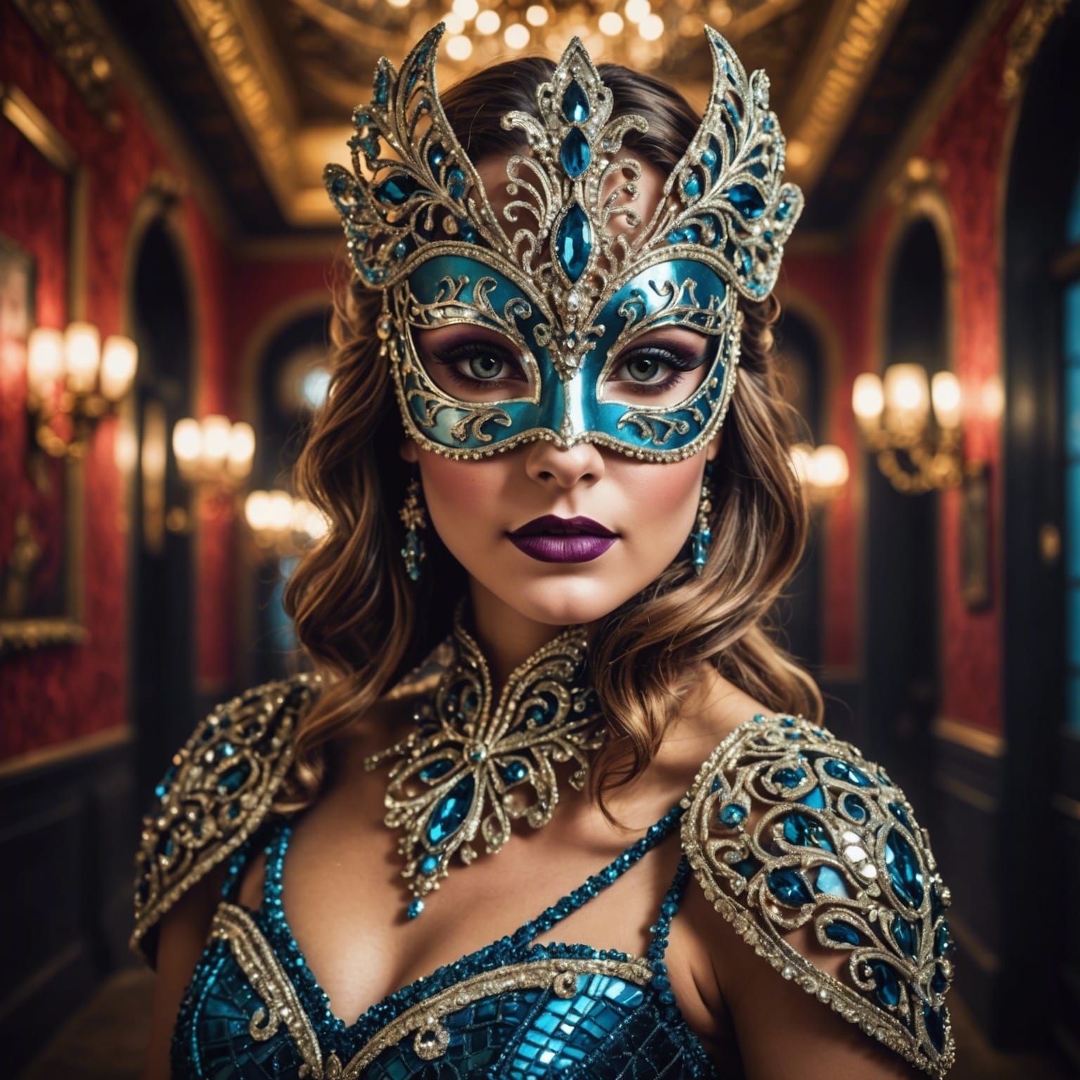 Realistc Beautiful masquerade mask woman  by @Artist guy 