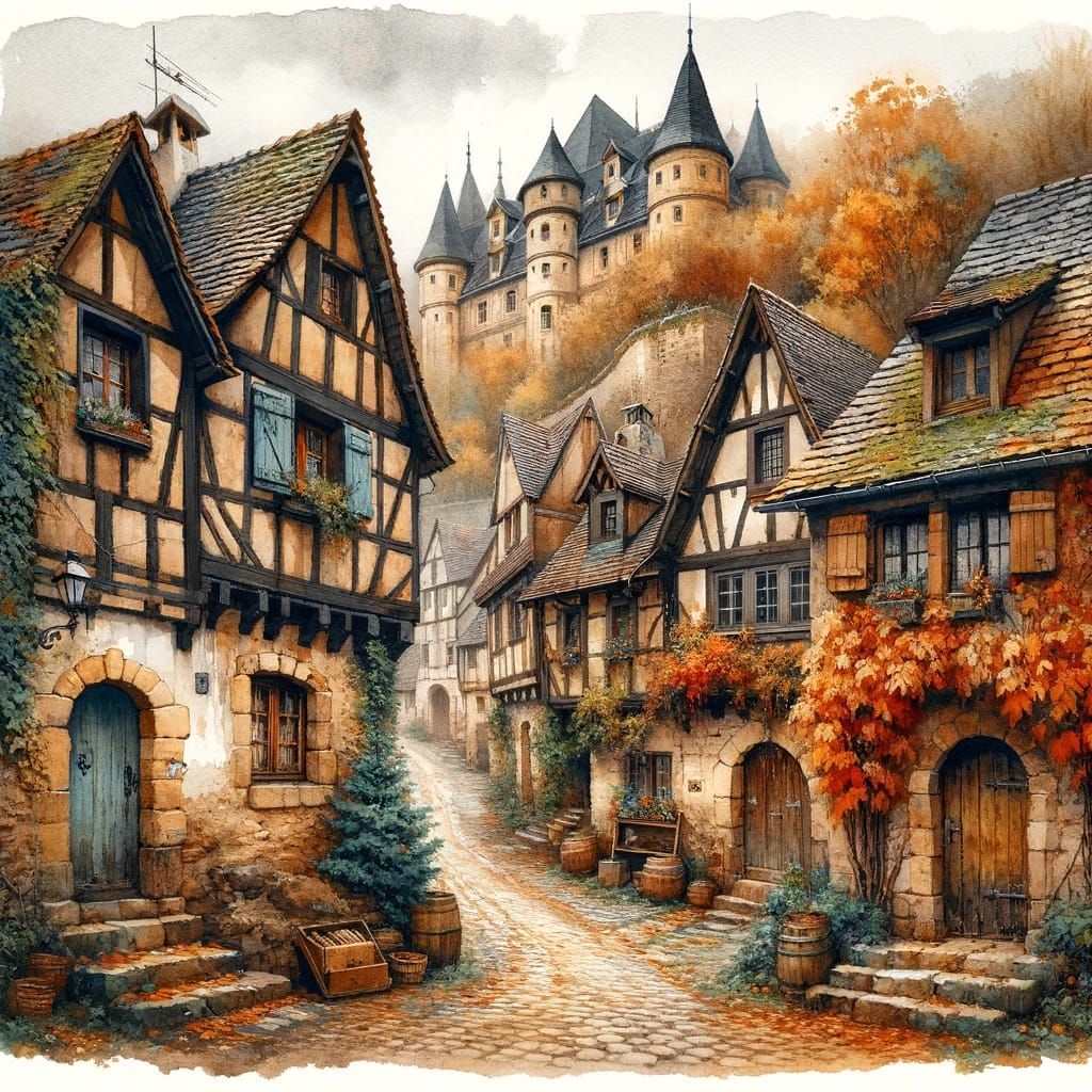 European Village - Ai Generated Artwork - Nightcafe Creator