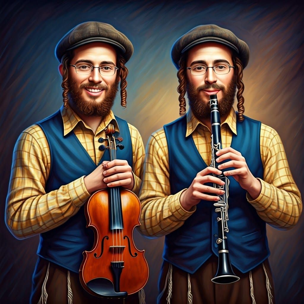 Harmonious Klezmer Musicians in Traditional Attire