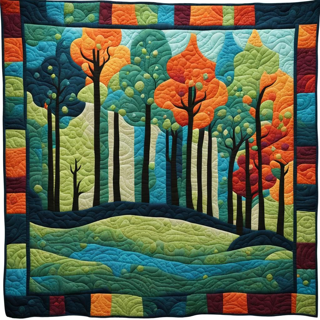 Enchanted Forest scene on a quilt