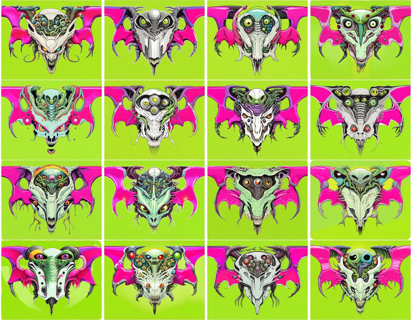Colorful eldritch Xenomorph muscle car mixed with a creature...