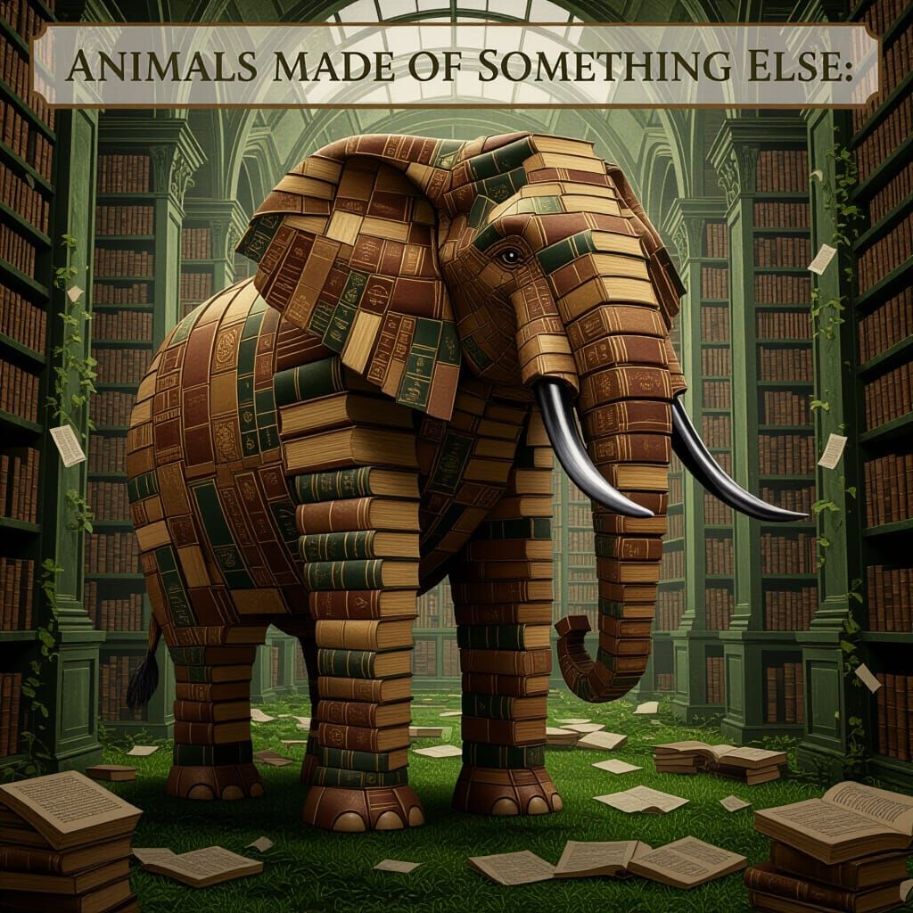 An Elephant made of books  by @Ravenskye