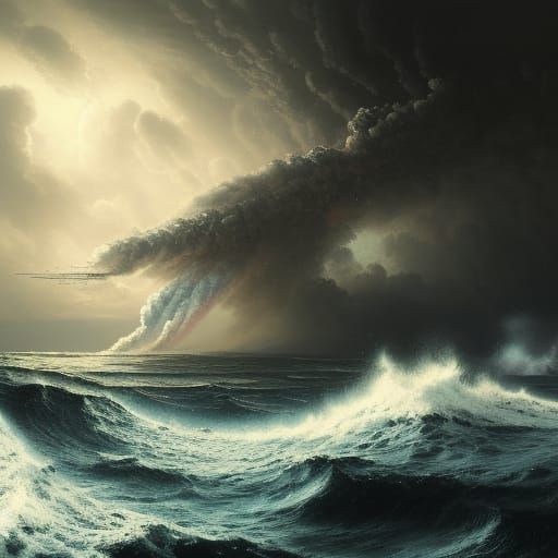 Apocalyptic Atomic Explosion Over Dark Ocean