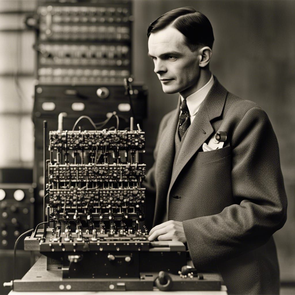 alan turing with an enigma machine