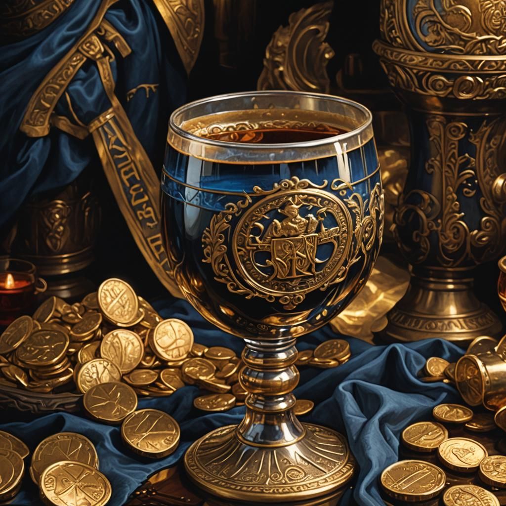 Gold Coin Reflection in Ale, Fantasy Concept Art