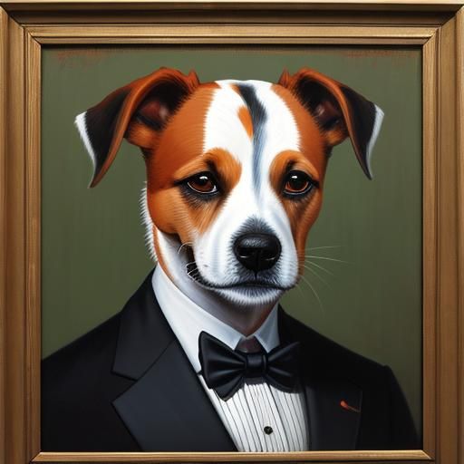A jack russell terrier wearing a dapper doctor lord mask
