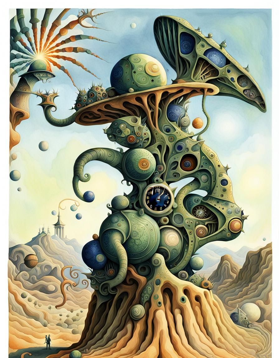 Two green cat elves machines with lapiz lazuli psilocybe clo...