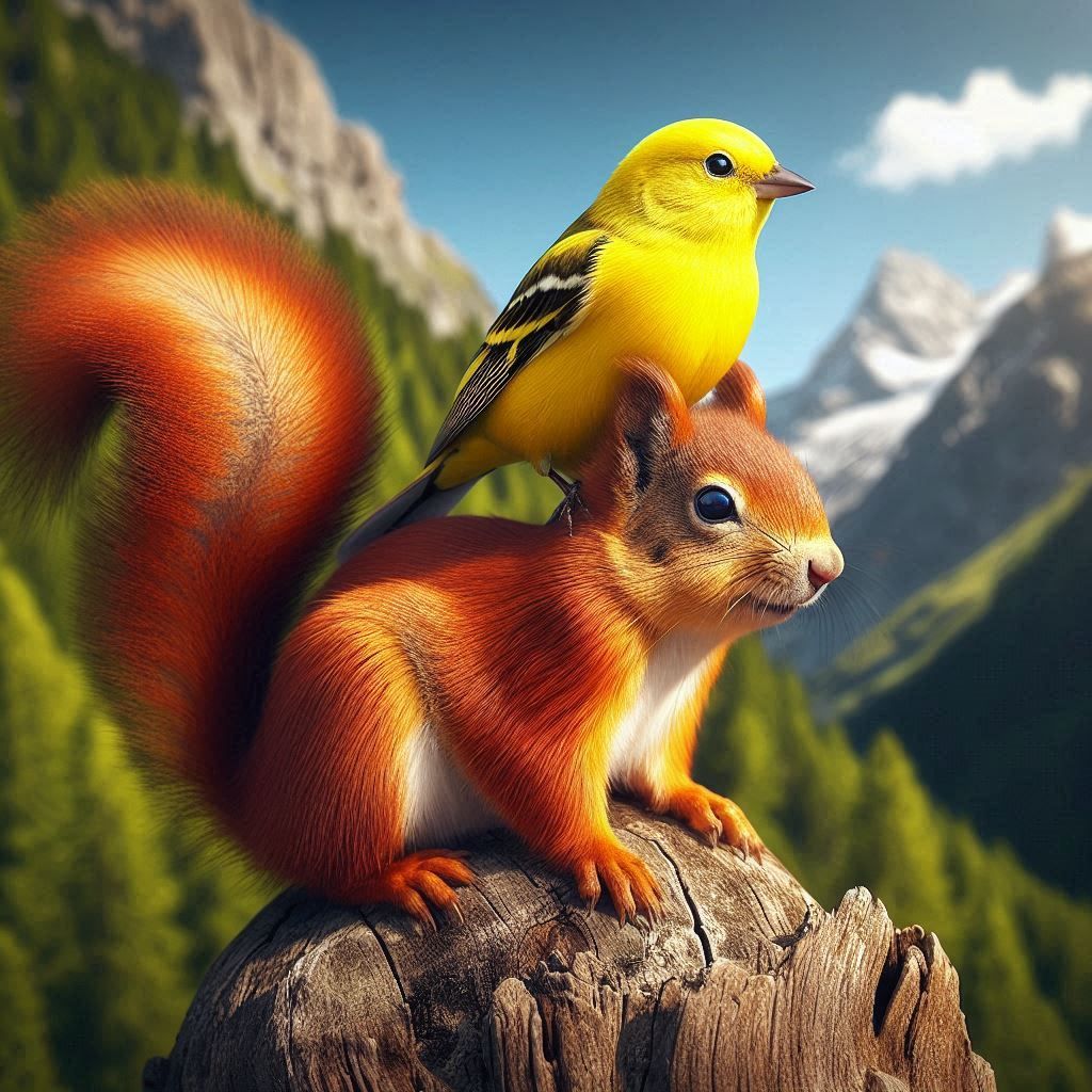 The Squirrel Adventures -  The Finch says  Great View!!